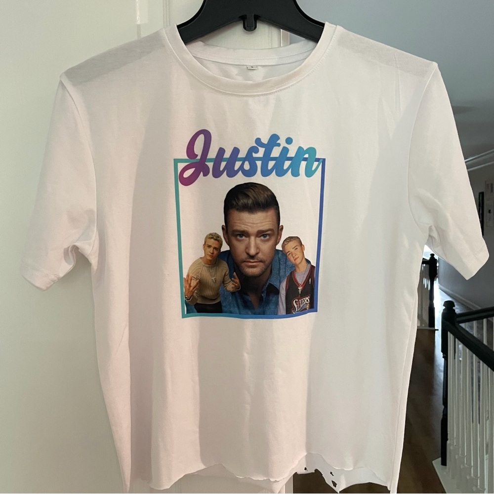 Justin Timberlake distressed cropped tee